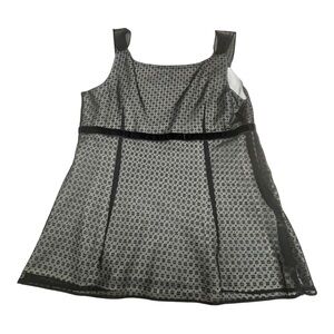 LOFT Black Sheer Strap Sleeveless Patterned Lined Blouse Size 14